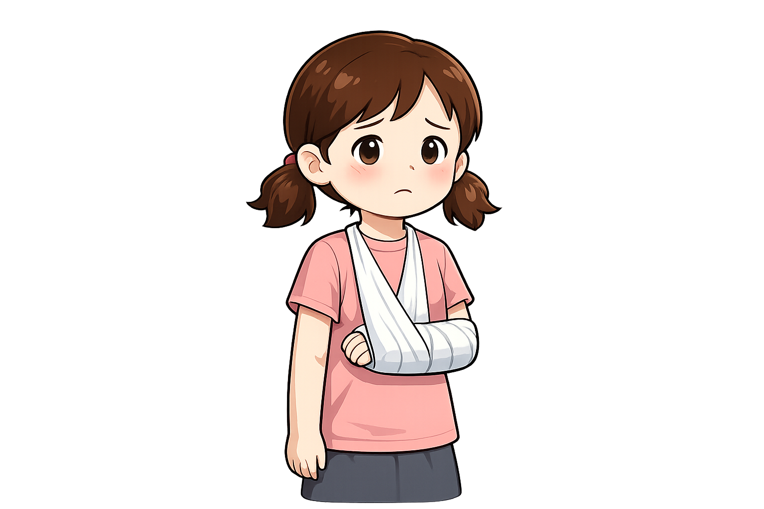 骨折女孩插画